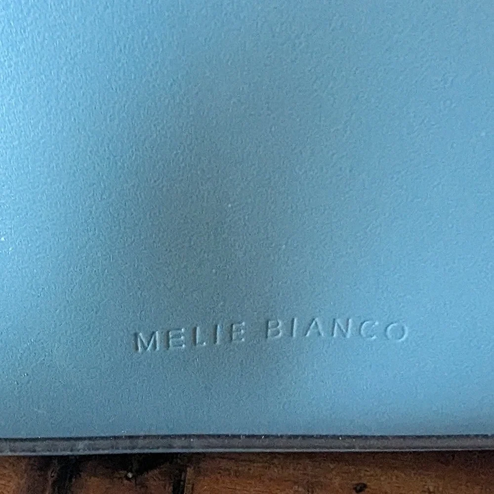 Melie Bianco Satchel Blue Vegan Leather Dome Bag Crossbody Structured Chic READ